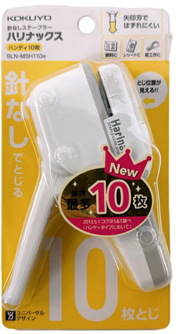 KOKUYO 國譽 10枚版 環保免針釘書機, 白色(SLN-MSH 110W), 1個