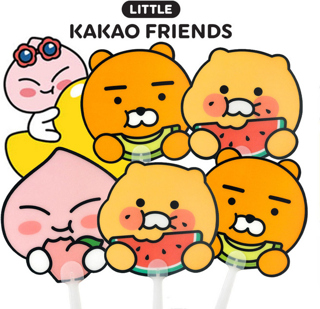 카카오프렌즈 부채 여름부채 캐릭터별출고 라이언2개 어피치2개 춘식이2개 OPP포장, 1세트