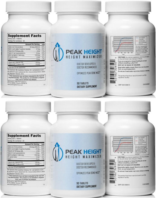 Peak Height 피크하이트 정제 90정 180일분 6병 세트 칼슘 비타민D 아미노산 복합 배합 데일리 루틴