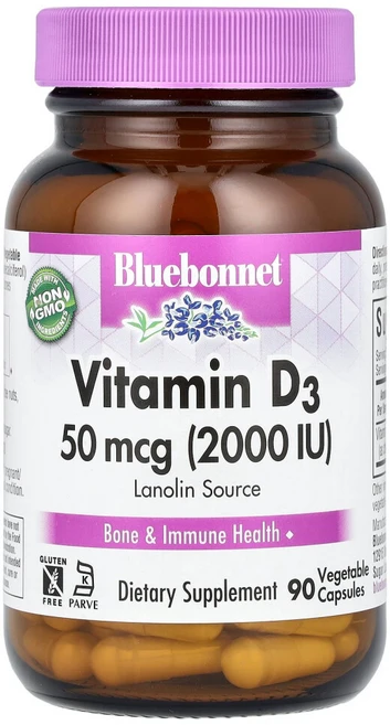 블루보넷뉴트리션 비타민D3 50mcg(2000IU) 베지 캡슐 90정, 1개 - 쿠팡
