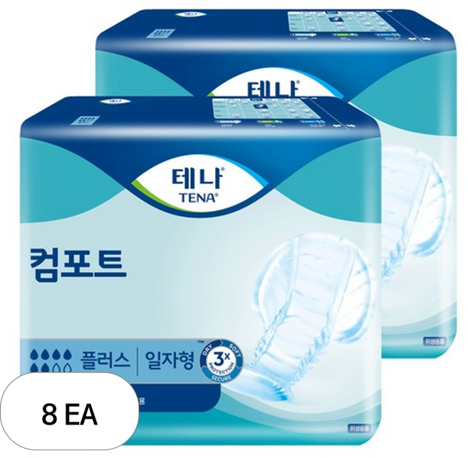 테나 남녀공용 컴포트 플러스 패드형 성인기저귀, 46개입, 8개