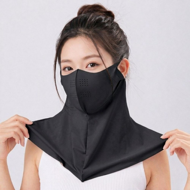 아크레픽 여성용 자외선차단마스크 냉감 스포츠 마스크, 블랙, 2개