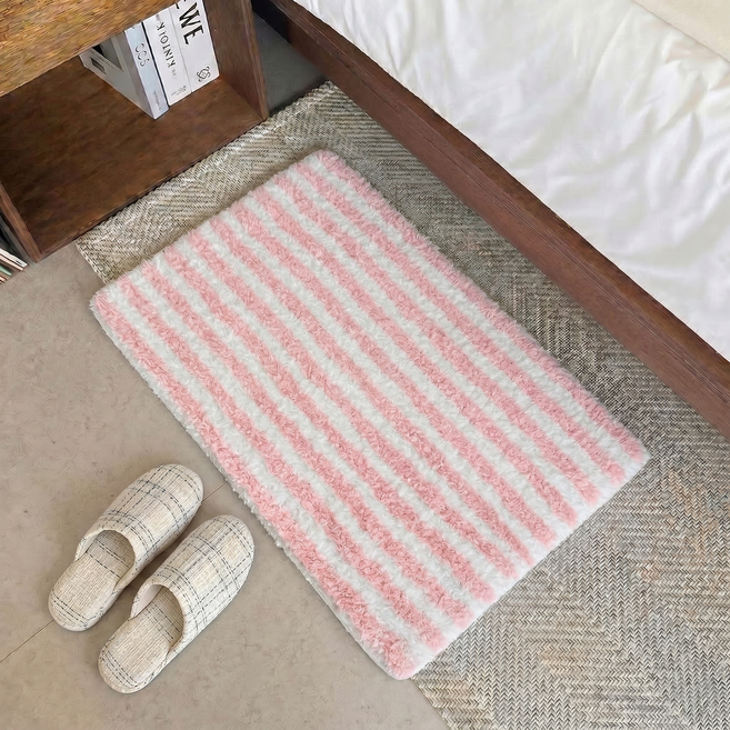 아룸 스트라이프 화장실 욕실 발매트, 핑크