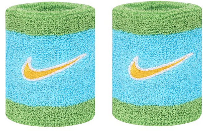 나이키 손목 보호대 SWOOSH Classic 리스트밴드 블루-그린-옐로우 로고 2P, II5301-488, 1