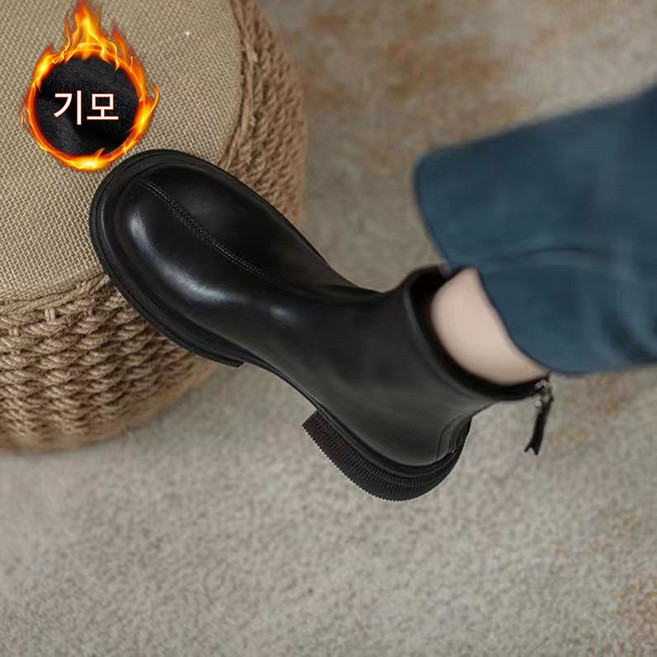 여성용 키높이 캐주얼 스퀘어 발편한 첼시 부츠 통굽 데일리 슬림핏 앵클부츠