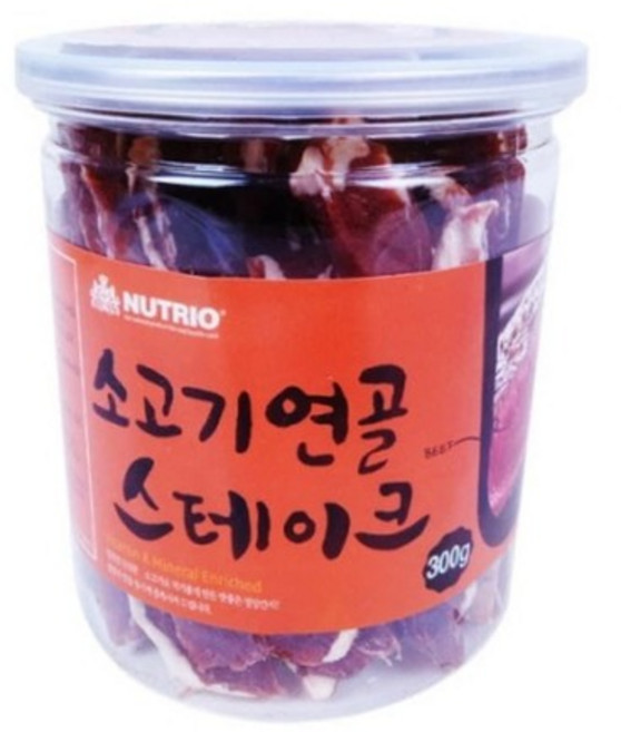 간식 캔 소고기 연골 스테이크 300g 치아약한 소화잘되는 습식캔 노령견간식 기호성좋은 사료토핑 이빨약한, 1개, 본상품선택