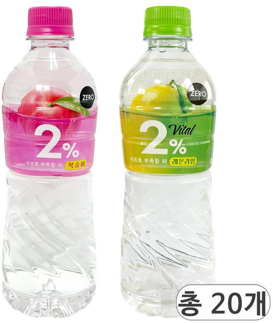 2% 이프로 부족할때 제로 레몬라임&복숭아제로가지맛 롯데칠성음료, 20개, 500ml