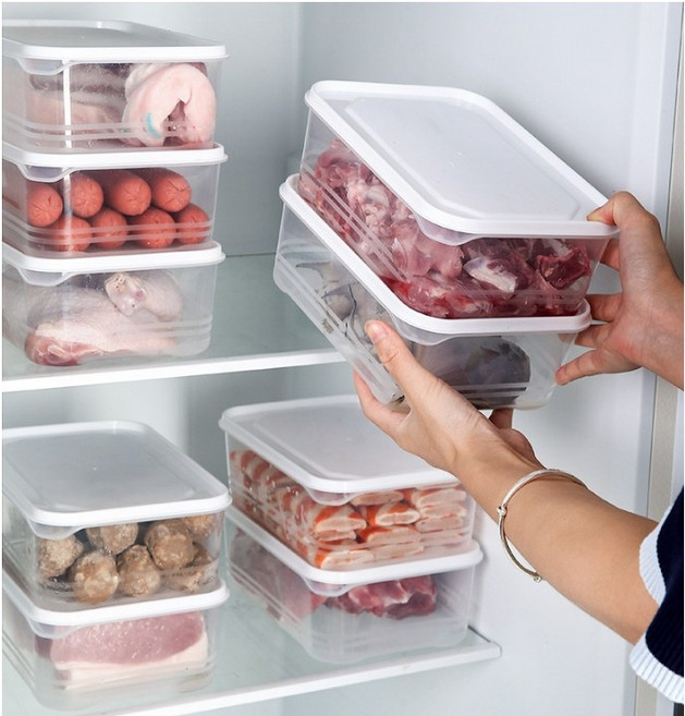 DIGIPIC 직사각 밀폐용기 다용도 냉동실 냉장고 정리용기 전자레인지 가열 가능, 10개, 650ml