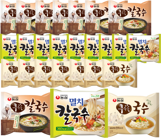 속편한 하얀국물 라면 3종 세트 (멸치칼국수10 + 후루룩칼국수8 + 후루룩국수8)