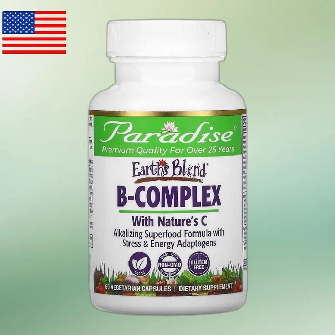 파라다이스허브 어쓰 블렌드 네이쳐스 C 함유 B복합체 60베지캡슐, 1개, 60개, 60정 - 쿠팡