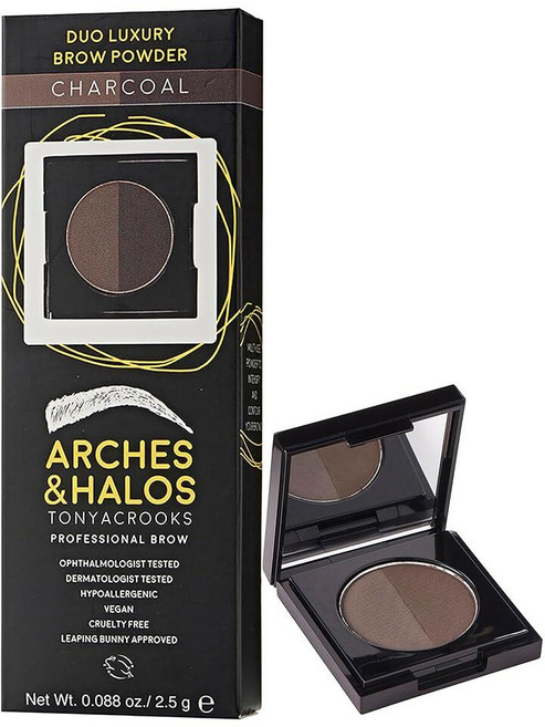 Arches and Halos Duo 럭셔리 브로우 파우더 - 눈썹 셰이퍼 컬러 2가지 뉴트럴 쉐이드가 있는 컴팩트 브라운 2.8g0.1온스 [호환], 차콜