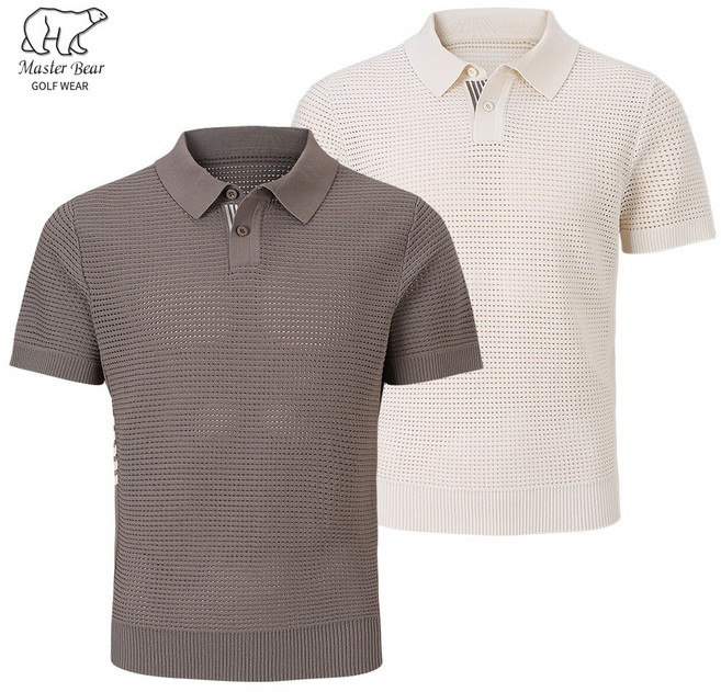 마스터베어 남성 골프 니트 카라티 여름 쿨링 반팔 기능성 골프웨어 MB