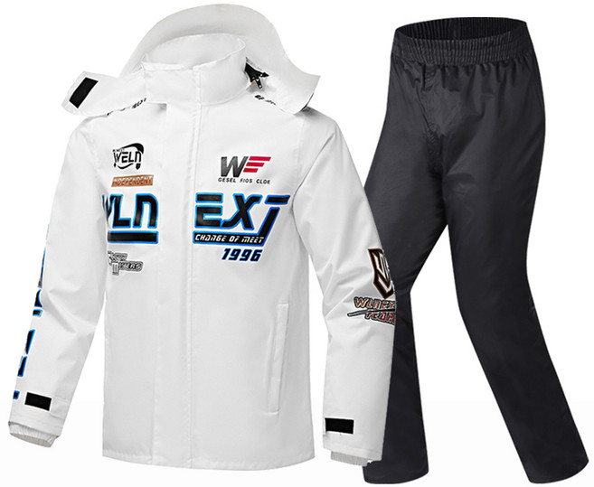 couyor 오토바이우비 상하의 세트 남여 라이딩우의 바이크우비 등상우비 낚시우의, 화이트