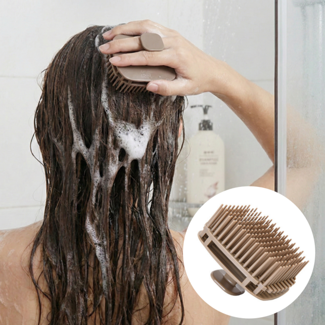 엉킴방지 두피 마사지 딥클렌징 샴푸 브러쉬, 1개, 브라운