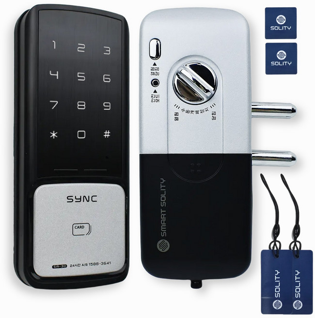 솔리티 SA-30 스마트 샷시문 도어락 세이프 유리문 가마찌도어 샤시문 도어락 상가 번호키, 고객직접설치, 셀프설치