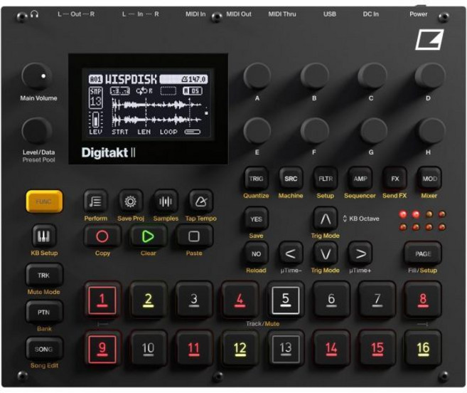 Elektron 일렉트론 디지탁트 II 16트랙 드럼 컴퓨터 샘플러, Digitakt II, 검정