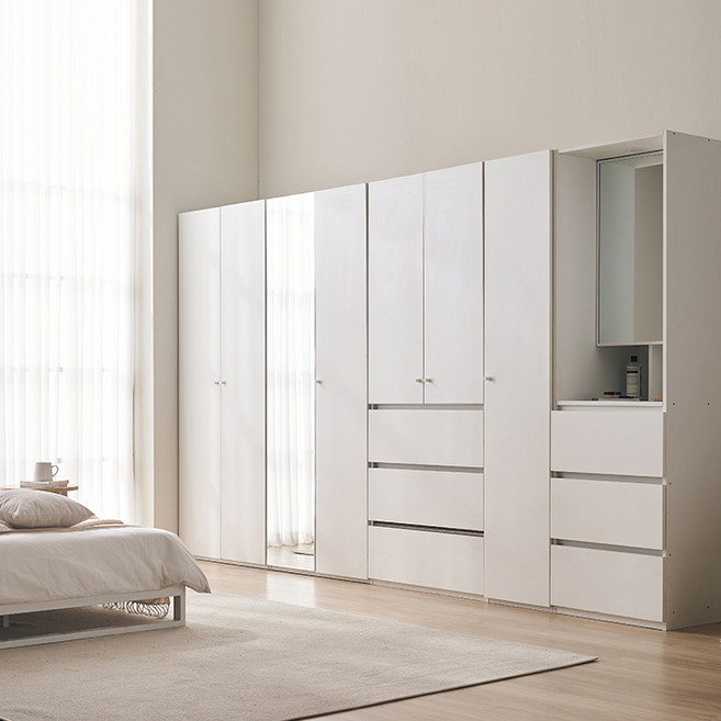 삼익가구 빅피크 키큰 행거형 측면 서랍타입 옷장 화장대 옷장, 화이트, 400_키큰 옷장