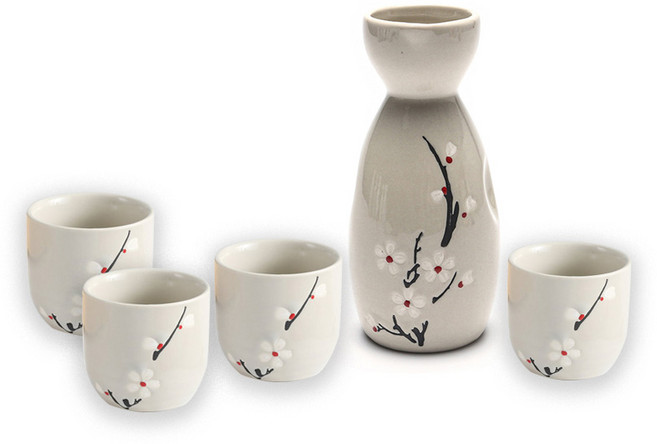 도쿠리 사케병 사케잔 5P구성 잔4P+도쿠리1P, 유광B타입_화이트, 1세트