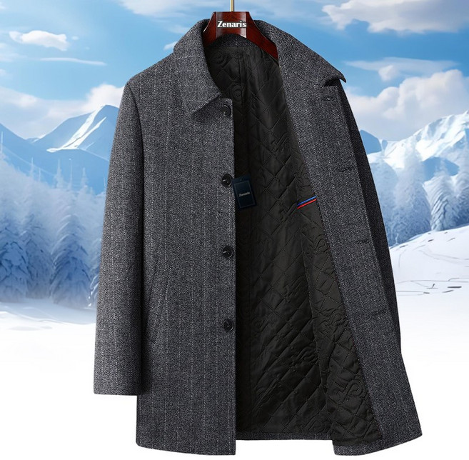 Zenaris 남자 겨울 캐시미어 모직 정장코트 카라넥 아우터 하프 울코트 상의