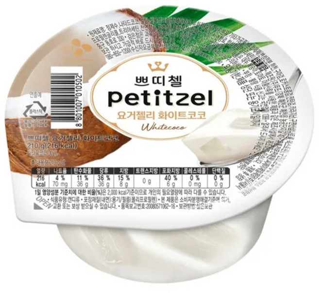 쁘띠첼 요거젤리화이트코코 냉장젤리, 210g, 12개