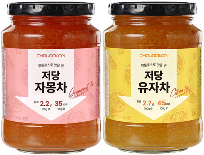 초록원 저당 자몽차530g + 저당 유자차530g, 530g, 1개입