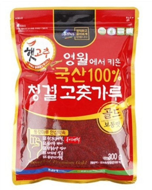 영월농협 100%국산 청결 고춧가루 보통맛, 300g, 1개