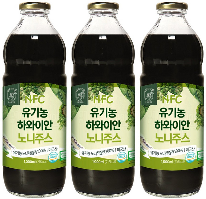 NFC 유기농 하와이안 노니 주스 1000ml, 1L, 3개
