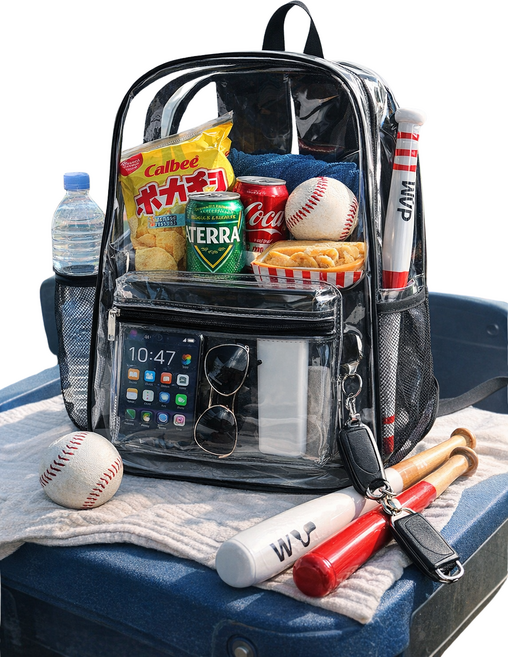 투명 백팩 직관가방 야구장 입장용 대용량 PVC, 1개, 미디엄(27X36X11cm)