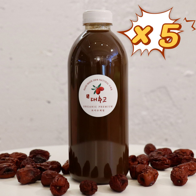 대용량 카페 업소용 무설탕 대추고 대추청 라떼 대추차, 5개, 1개입, 1kg