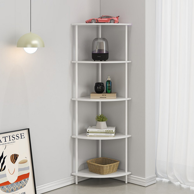 소하임 다용도 코너 선반, 5단, 올화이트