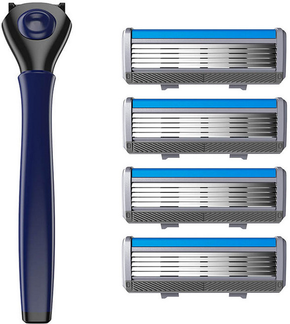 와이즐리 호환 엣지웰 독일 Flowell 5+1중 면도날 4개 + 면도대 1개