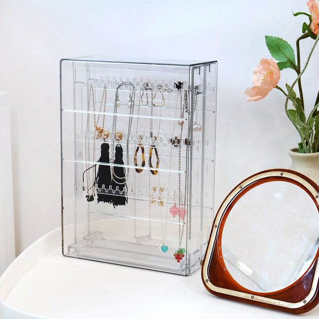 이지유 대용량 스탠드 악세사리 보관함 투명 목걸이 가챠 키링 정리함 굿즈 걸이 거치대 진열대, 1개