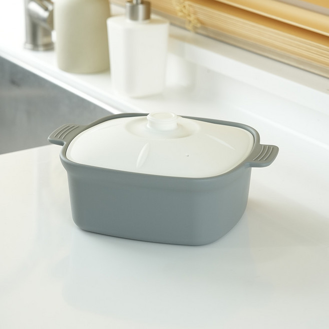 소노리떼 실리콘 계란찜기 라면용기 사각 1200ml 멀티팟 찜기, 1개, 그레이 화이트