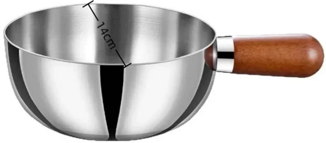 【NN71】1PC 1인용 냄비 스테인레스 스틸 그릇 호두나무 손잡이 과일 샐러드 요구르트 아침 식사 요리 도구, 01 1