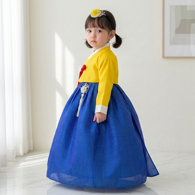 어썸한복 새빛 노랑파랑 여아한복