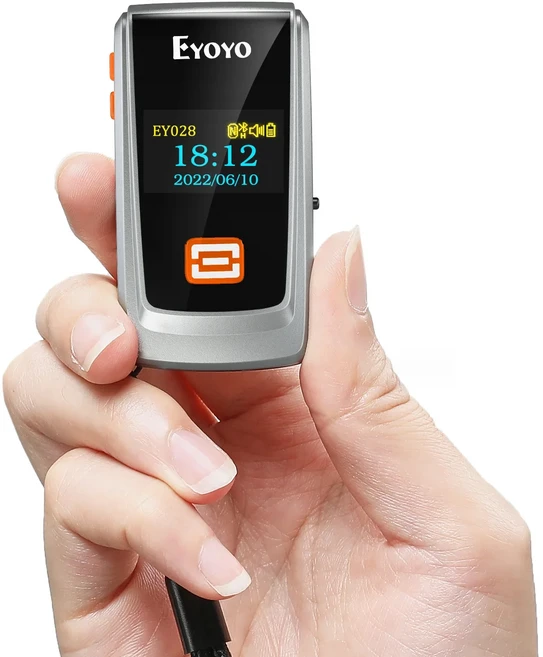 Eyoyo 미니 블루투스 QR 코드 스캐너 LCD 디스플레이 휴대용 무선 1D 2D 책 리더 도서관, 01 1D Orange Scanner