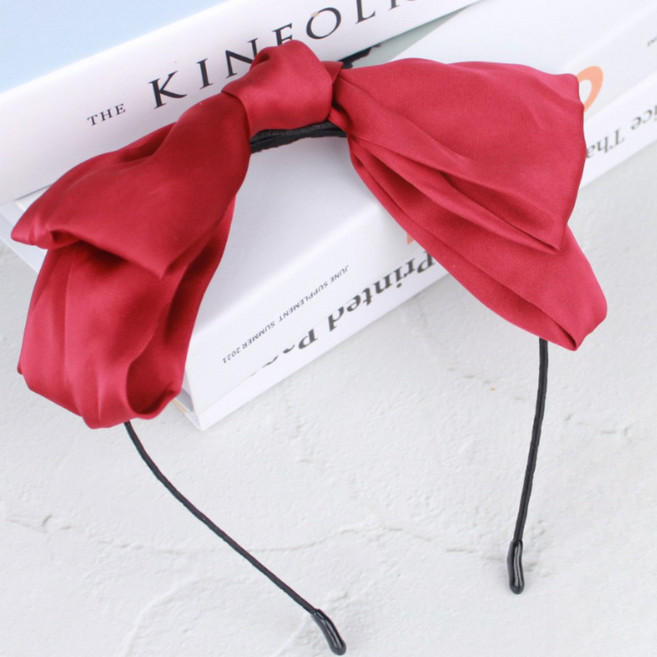 어린이생일파티장식 스카프머리띠 패션헤어 플라스틱헤어띠 크리스마스머리띠 플로리머리띠 스프링헤어밴드 머리띠스카프 패션헤어액세서리 얇은헤어밴드 헤어 스타일링 와인레드 왕리본 머리띠