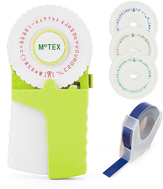 모텍스 또각이 라벨메이커 다꾸 네임텍 엠보싱 라벨기 E-303, 1개, 라임
