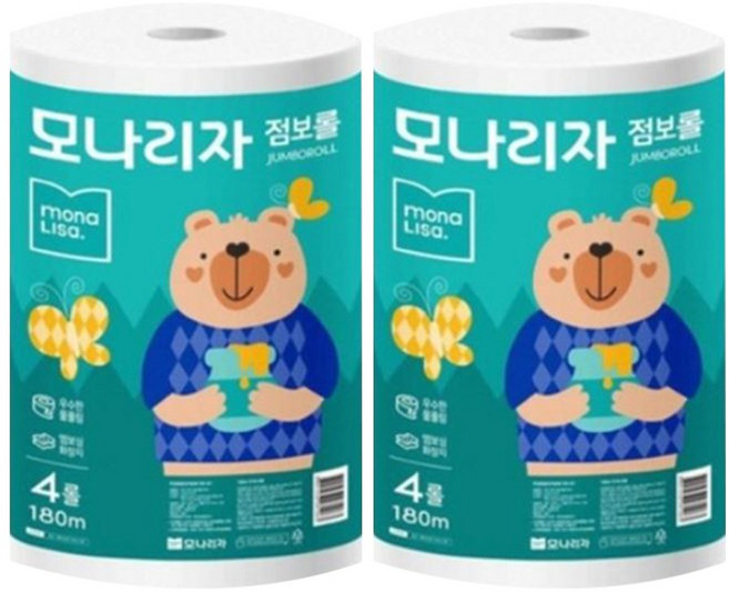 모나리자 대용량 녹스 점보롤 180m 16롤(4봉) 1박스, 4개입