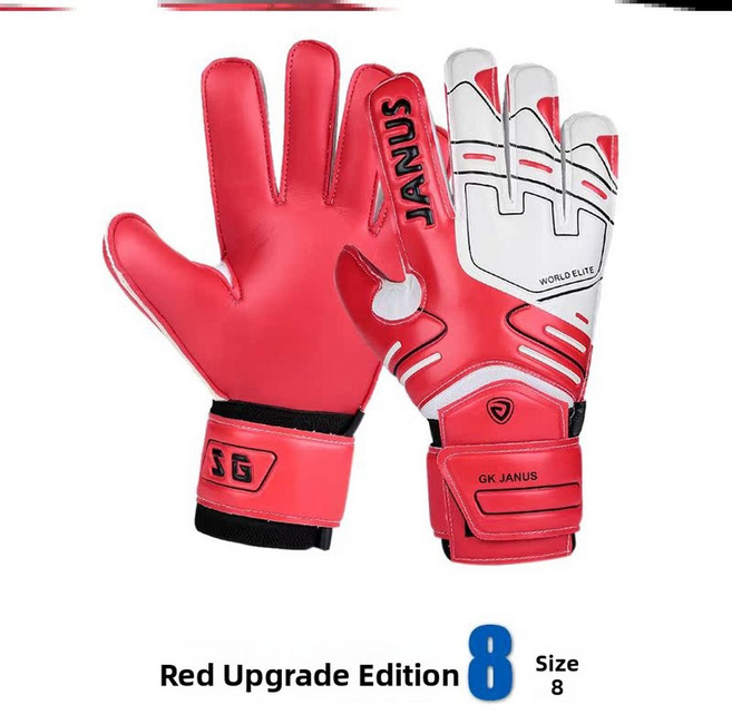 남성용 프로페셔널 축구 골키퍼 장갑 훈련용 미끄럼 방지 클래식 내마모성 라텍스 손목 보호 기능, 프리 사이즈, 4 성인용 레드 8호 체중 45 65kg 손가락 보호대