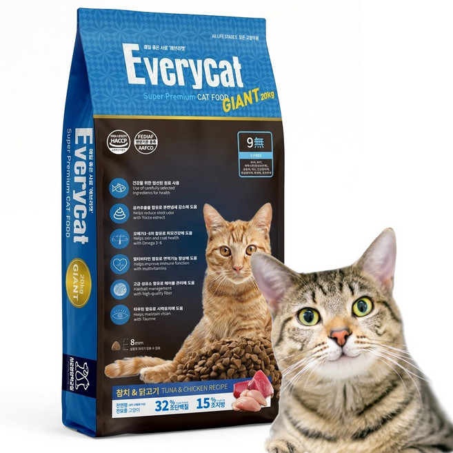 팜스코 에브리캣 20kg 참치맛+닭 대용량 고양이사료 전연령고양이사료, 1개