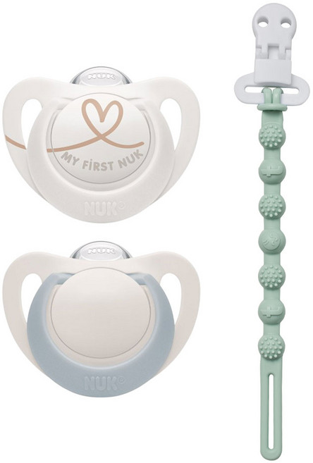 누크 스타 쪽쪽이 X 토트랩 쪽쪽이 홀더 SET, 1세트, 블루,화이트+오팔블루, S1 (0~6개월)