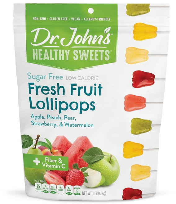 닥터 존스 헬시 스윗츠 무설탕 프레쉬 과일 롤리팝 캔디 454g, 1개