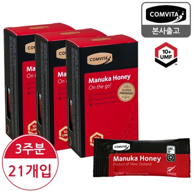 [본사정품] 콤비타 UMF10+ 마누카 꿀스틱 사셰 7입 x 3박스 (3주일분), 70g - 쿠팡
