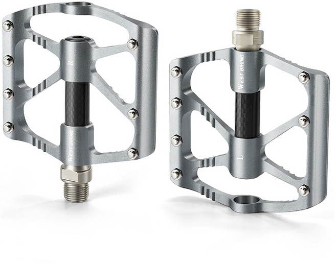 시그니처베이지 자전거 3베어링 카본 페달 평페달 YPZ123, 1개, 실버