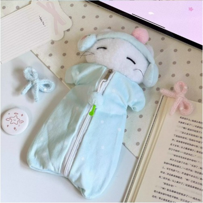 헤드셋 고양이 필통 귀여운 필통 인형 필통 고양이 인형 필통 친구선물 생일선물 잠자는 헤드셋 고양이 필통 파우치 추천 새학기 필통, 1개, 헤드셋 고양  필통