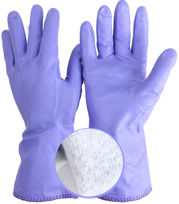 DK 3색 다용도 기모 고무장갑 김장 작업 욕실청소 겨울철 세차 설거지 손시럼방지, 1개, 대(L), 보라