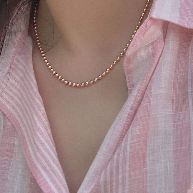 실버925 볼 체인 목걸이 3mm 레이어드 볼 목걸이