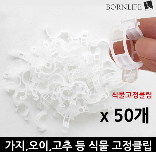 본라이프 식물고정클립 50개 넝쿨 줄기고정 클립 식물 화분 벽고정 나무줄기 화초 가지 고정 지지대 타이클립 식물고정끈 식물재배 토마토클립 작물 줄기고정타이 식물가지 고정클립 지지대
