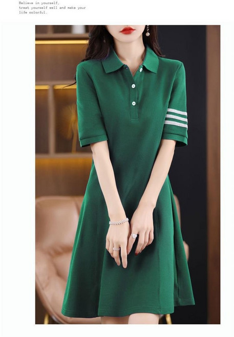 MEFUN 여성 골프 원피스 여름 골프웨어 반팔 카라 폴로 원피스 a라인 셔츠원피스 데일리 플리츠 플레어 미디원피스 프리미엄 소프트 면 원피스